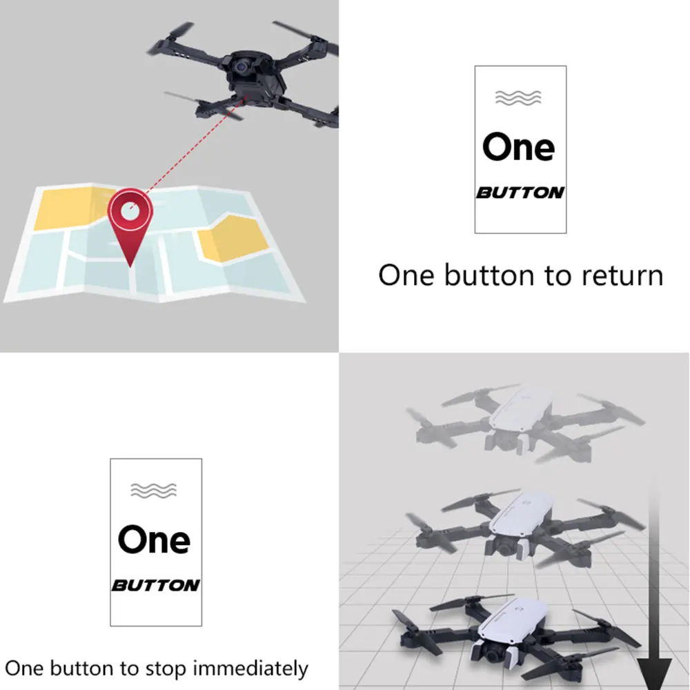 1808 Wifi FPV RC Дрон с 4K HD Двойная камера Вертолет Оптический поток Квадрокоптер Профессиональный селфи Дрон Vs SG106 Visuo XS816