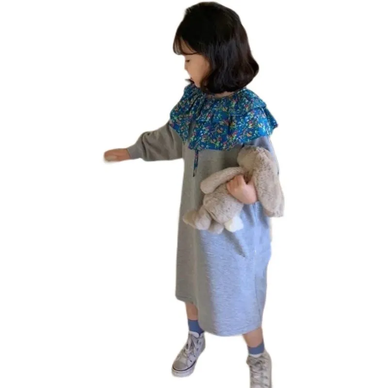 

Chinese Style Gray Dress Age For 2 - 8 Years Baby Girls Vintage Evening Dress 2022 New Spring Winter Autumn Cotton Kids Frocks