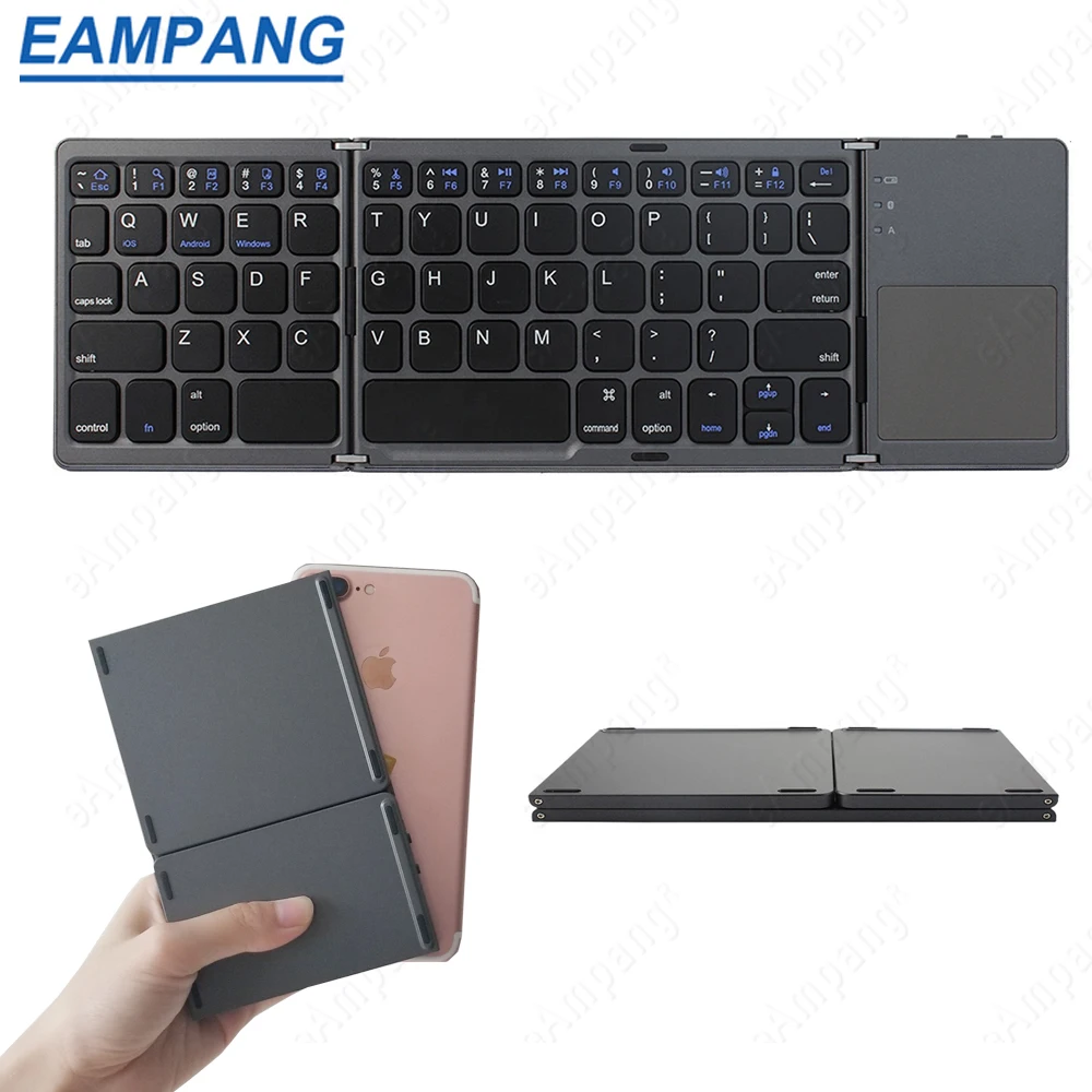 

Foldable Keyboard with Touchpad BT 4.0 Wireless Portable Mini Folding Keyboard for Windows Android iOS Phone Tablet Laptop