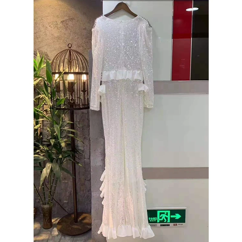 Последняя мода хит продаж женское платье знаменитостей с бусинами длинным