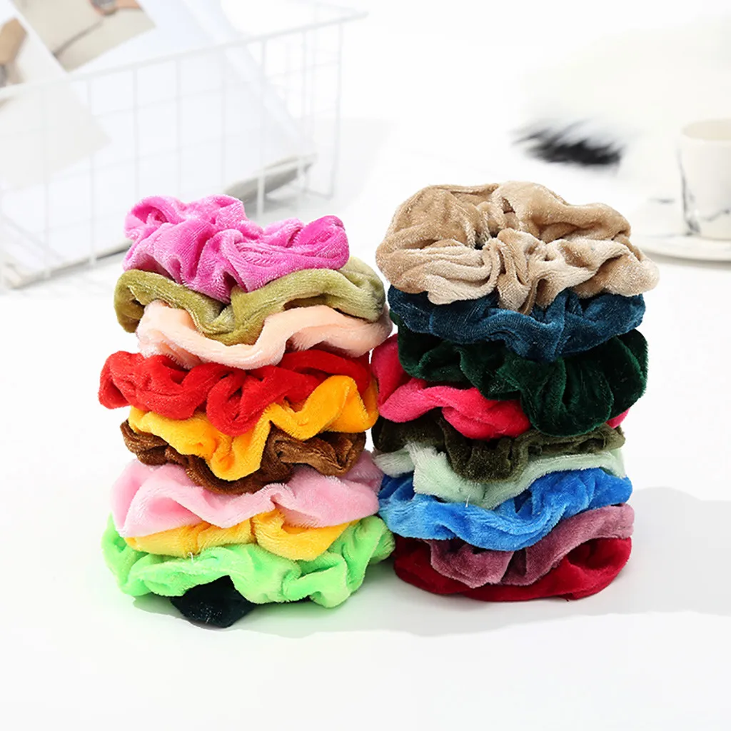 45 colors Velvet Scrunchie Women Girls Elastic Hair Rubber Bands Accessories Gum For Tie Ring Rope Ponytail Holder FD | Красота и