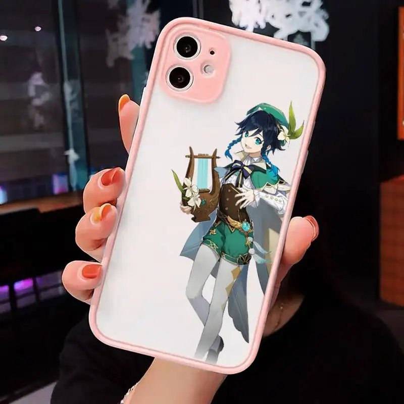

anime girl genshin impact Cute Phone Case Matte Transparent for iPhone 7 8 11 12 s mini pro X XS XR MAX Plus cover funda