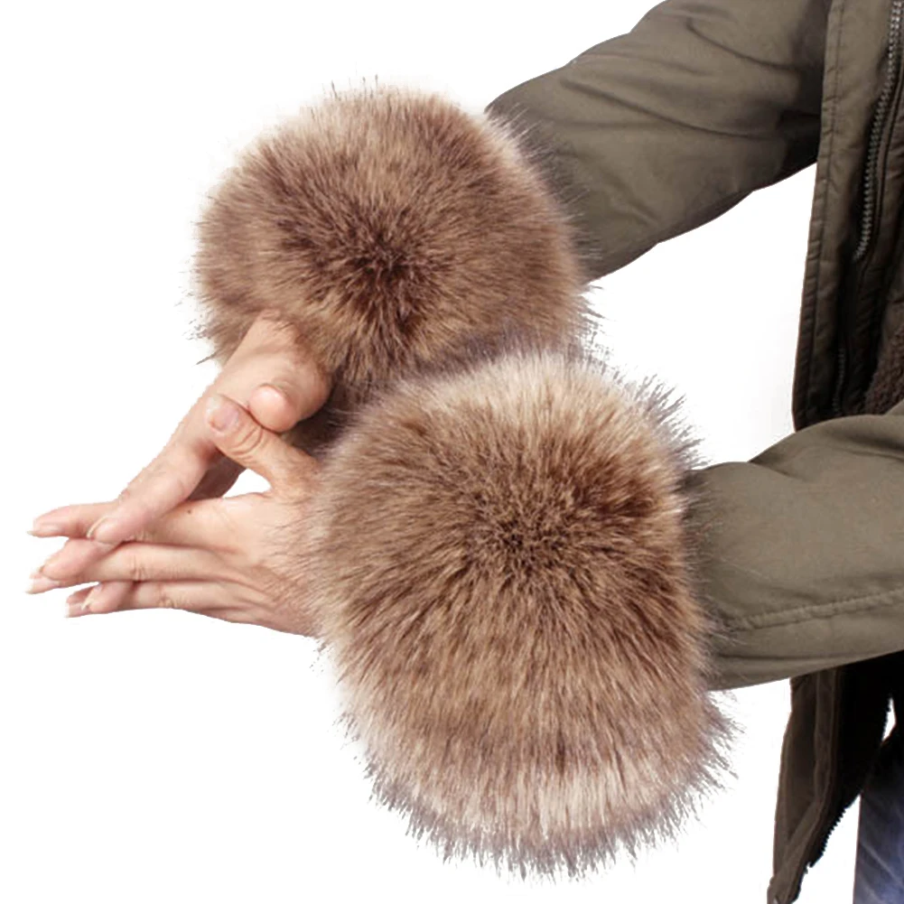 

1pair Winter Autumn Arm Warmer Faux Fur Cuff Plush For Women Costumes Party Fashion Furry Coat Sleeve Wrist Elastic Leg Gifts