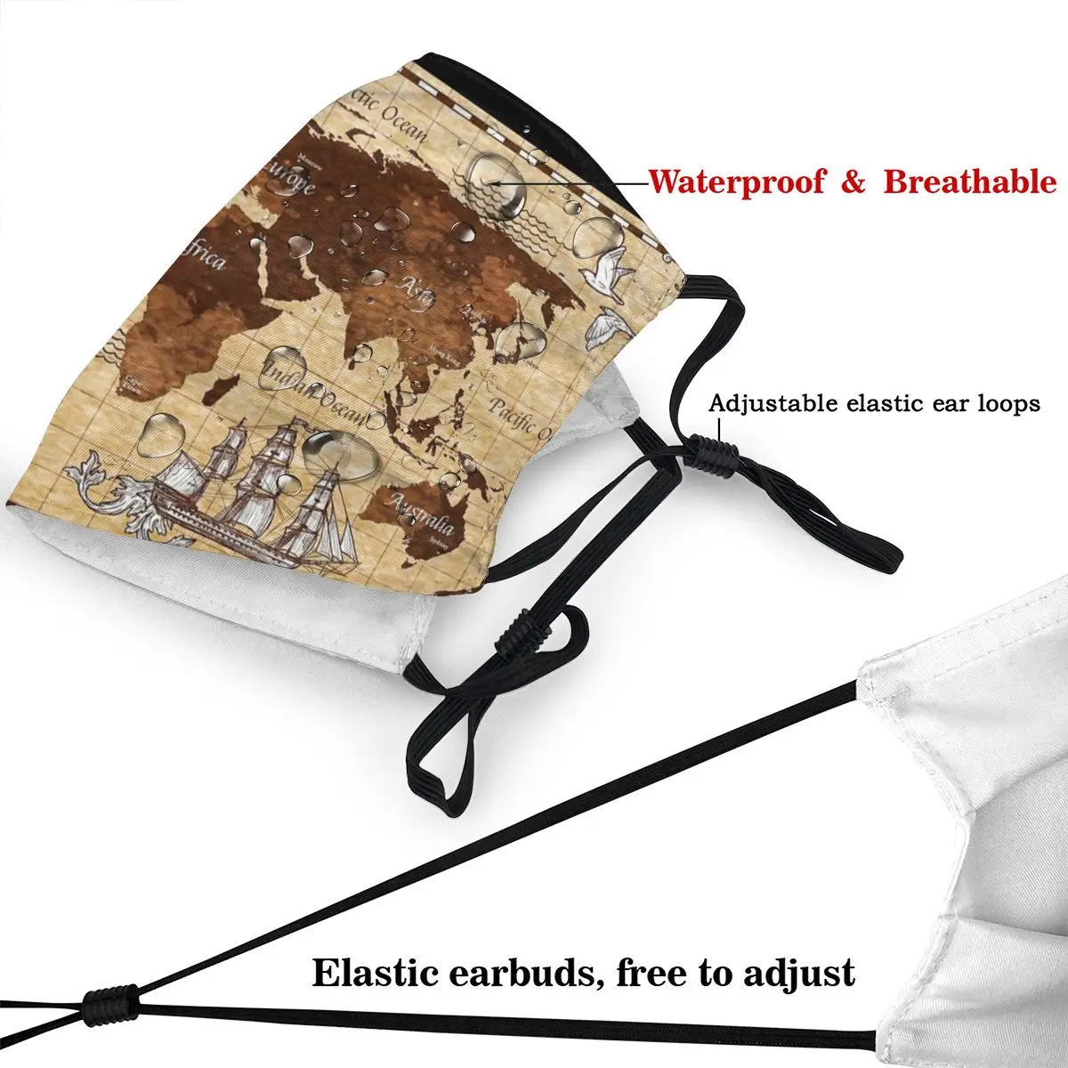 Пиратский залив секретная карта мира неодноразовая маска для лица Пылезащитная