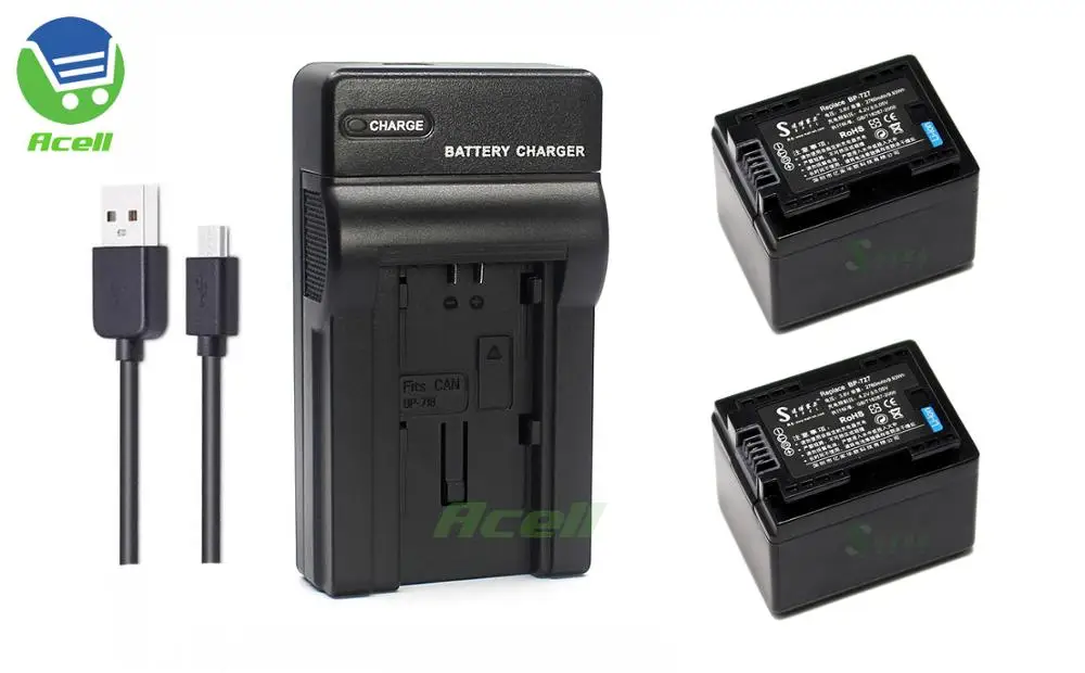 BP-727 Батарея для Canon LEGRIA HF R86 R806 R76 R706 R66 R47 R48 R406 R36 R38 R506 M52 M60 видеокамера совместимый BP-709 BP-718 - Цвет: 2Battery 1Charger