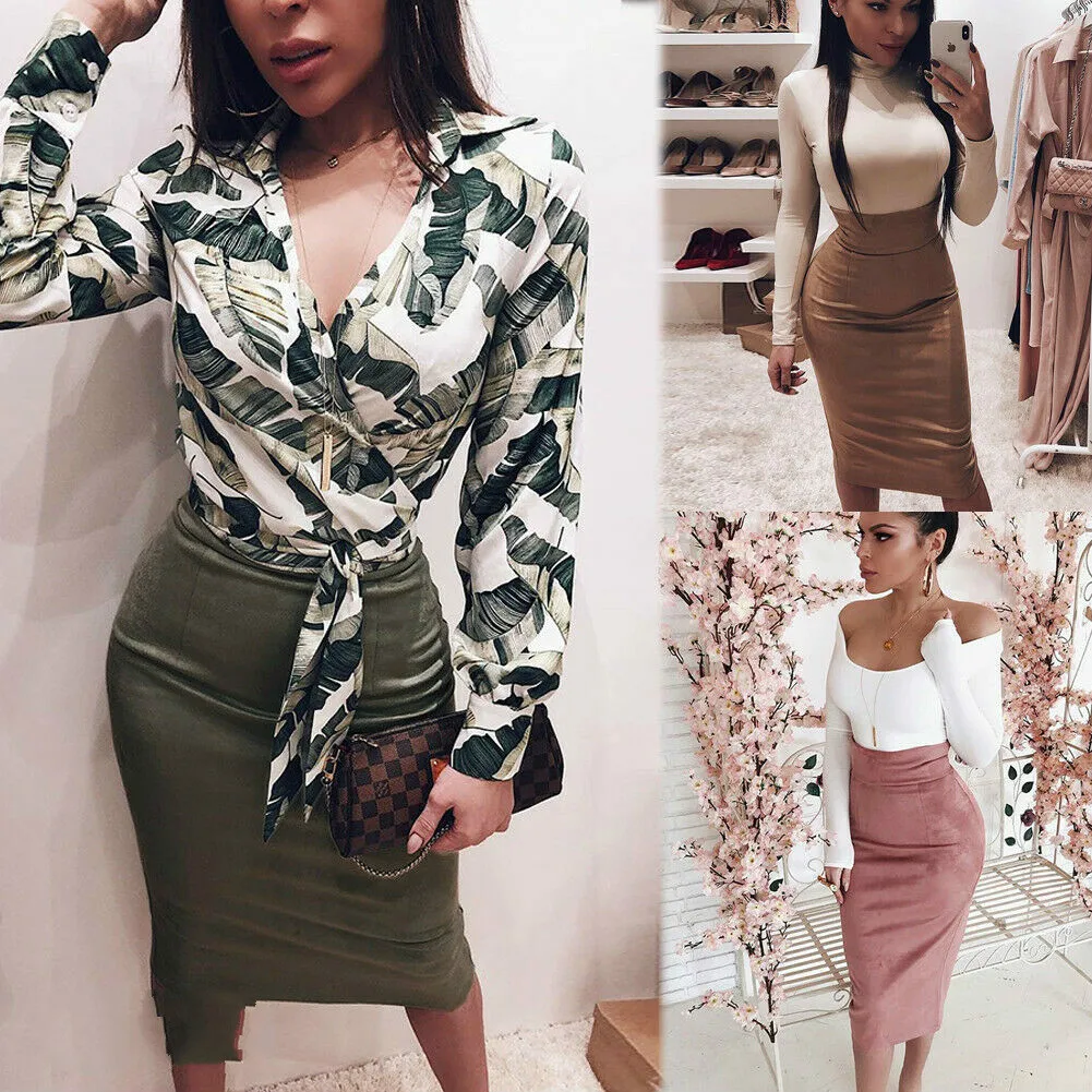 Женская пикантная уличная одежда элегантная бандажная юбка-карандаш средней