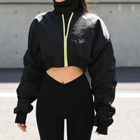 women gothic black long sleeve 2021 harajuku jacket zipper basic bomber coat streetwear casual female cropped jackets outerwear