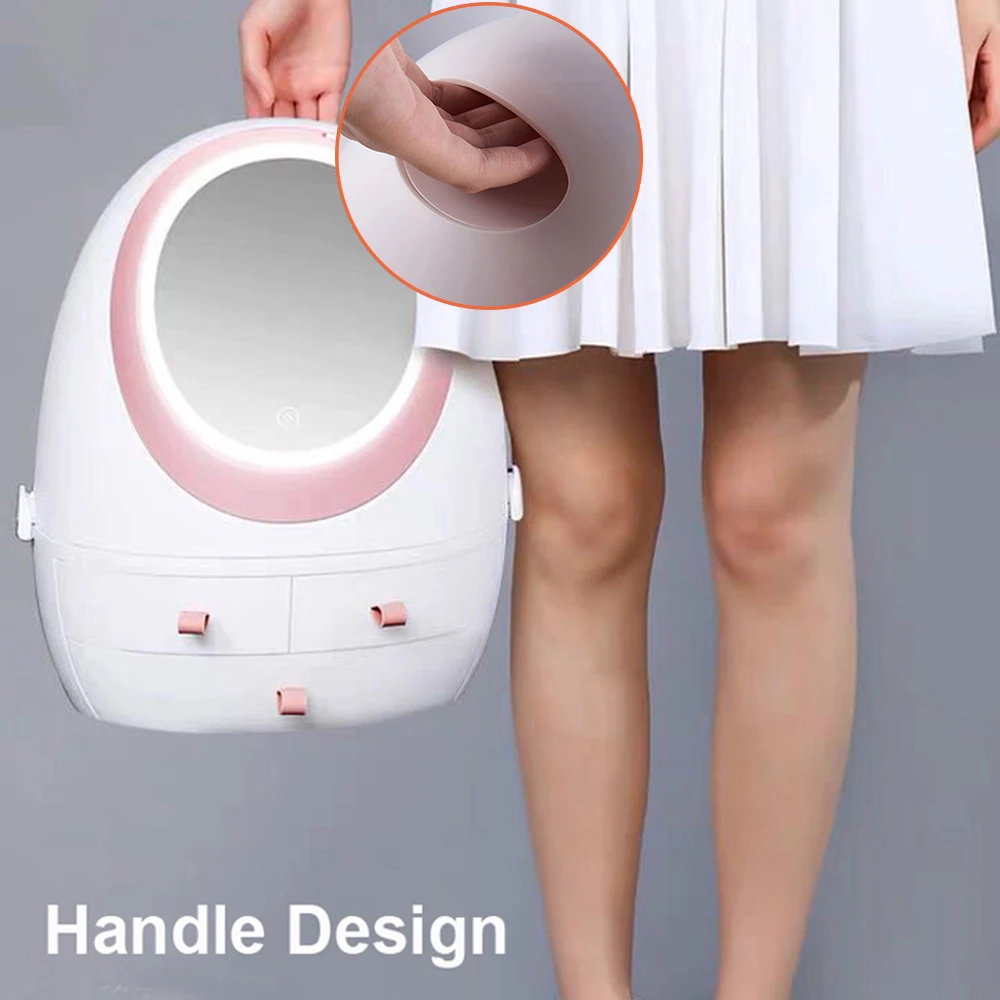Коробка для хранения косметики со светодиодсветильник кой и USB портом|Зеркала