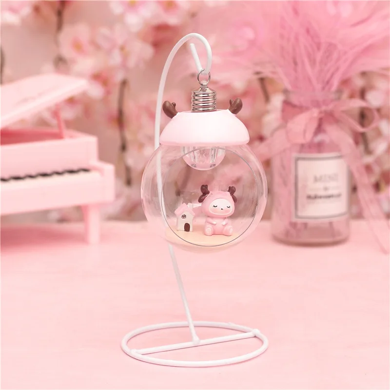 Pink Светодиодный ночник, милая подвесная корзина, олень, животное, светодиодный ночник, Детская прикроватная тумбочка, украшение для спальни, подарок для детей - Испускаемый цвет: Pink