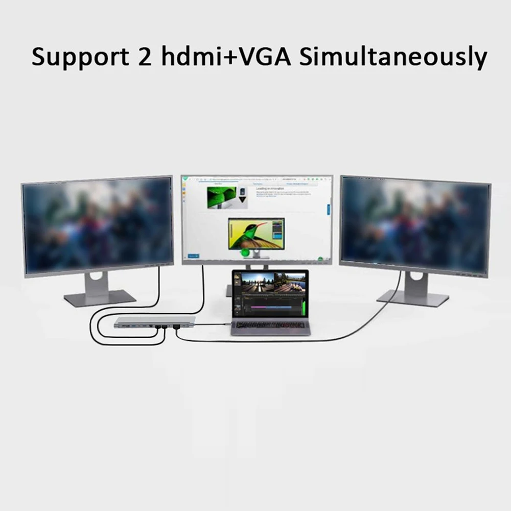 

Type-C 3.1 HUB Multi Screen Extension Multi Interface Splitter 12 Port Data Transmission Extender Supports Charging Power Supply