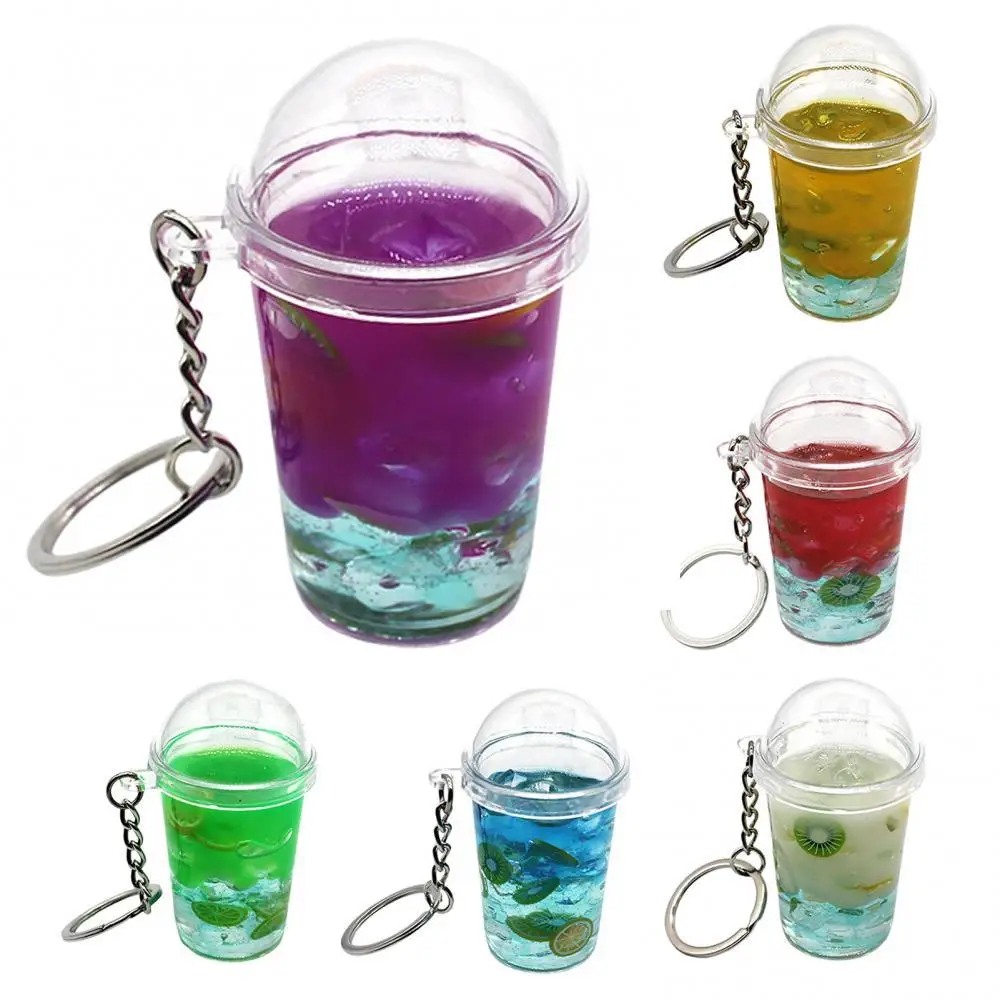 

Новинка, брелок с мультяшным рисунком, автомобильный брелок, мини-молочный чайный стакан, жидкий кристалл, зыбучий песок, блестящий брелок д...