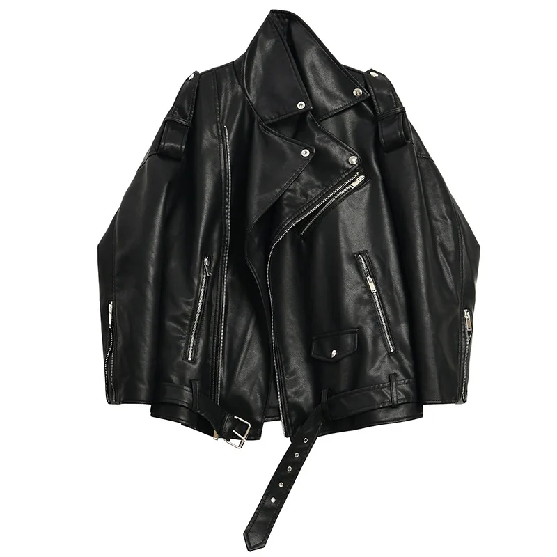 

Ja0057 loose short motorcycle clothes handsome PU leather jacket