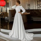 Женское свадебное платье на пуговицах, простое ТРАПЕЦИЕВИДНОЕ ПЛАТЬЕ с длинными рукавами-фонариками, модель 2022