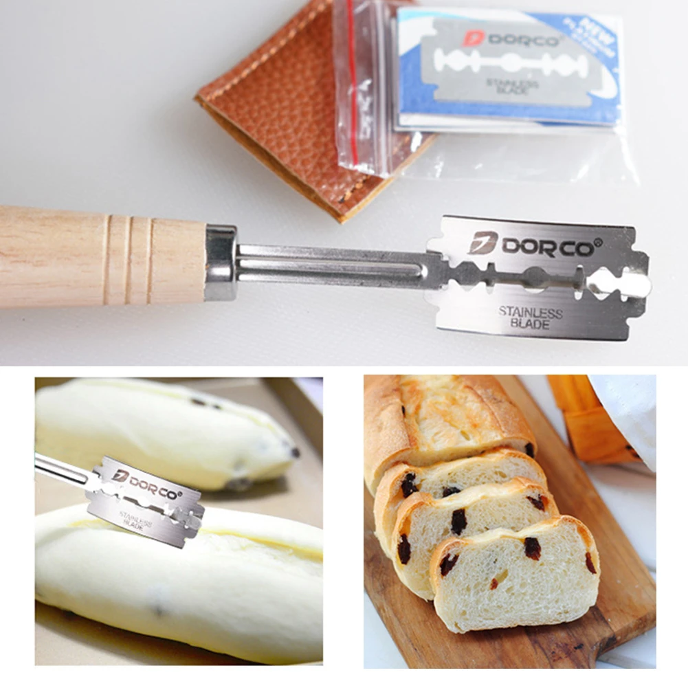 Изогнутый резак для хлеба с деревянной ручкой инструмент резки сменный скребок |