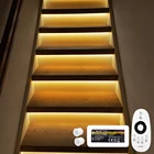 Светодиодная лента для лестницы, 16 шагов, теплый белый свет, 0,5 м, с датчиком движения и беспроводным регулятором яркости