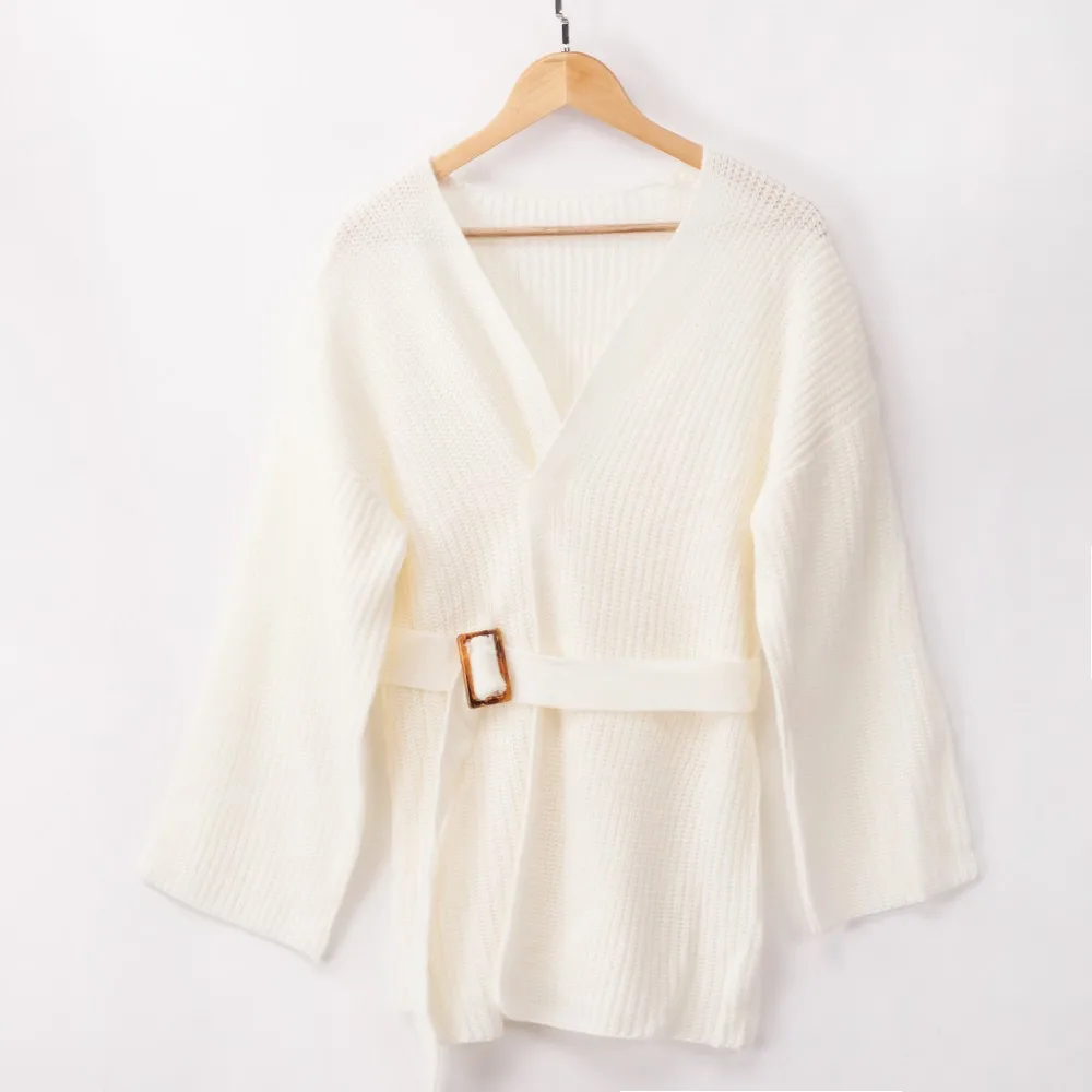 Женский Однотонный свитер с поясом женская вязаная куртка свитеры длинным