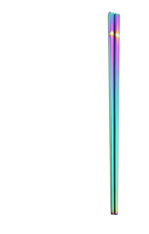 Rainbow color 100 пар Многоразовые радужные 304 столовые приборы из нержавеющей стали Палочки для еды китайская столовая посуда Нескользящие палочки для еды кухонные инструменты - Цвет: Rainbow color