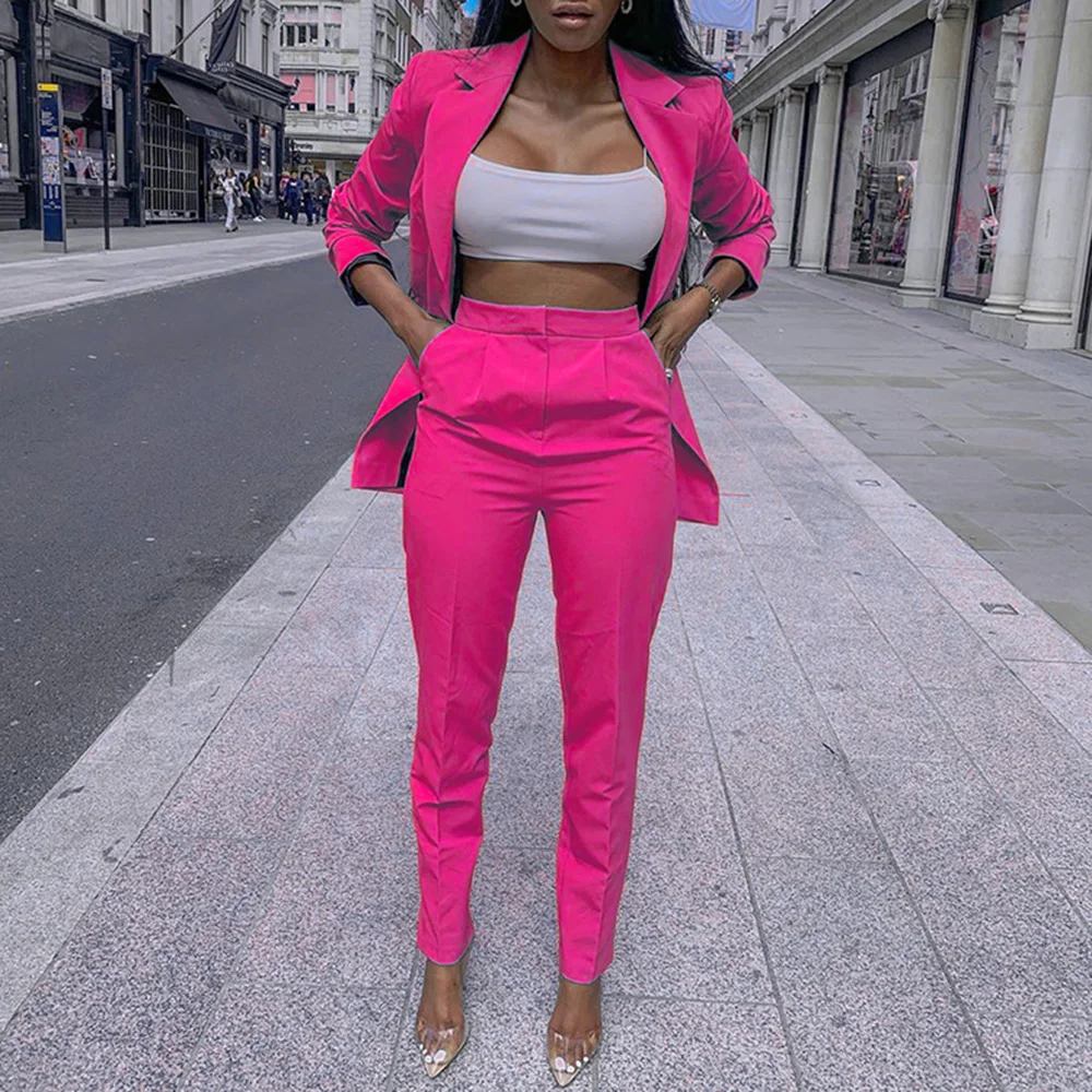 Комплект из двух предметов повседневный Блейзер пальто и однотонный