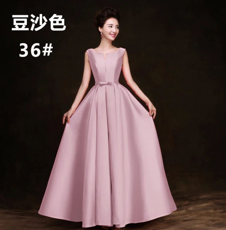blush pink Vestido de festa Новое атласное сексуальное ТРАПЕЦИЕВИДНОЕ ПЛАТЬЕ С v-образным вырезом бордовое Золотое фиолетовое платье для невесты свадебное платье largo - Цвет: blush pink