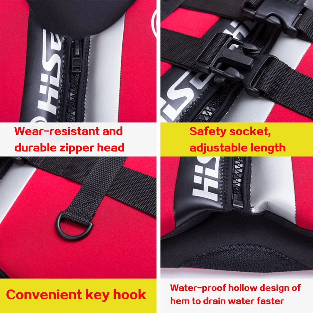 

Hisea High quality professional neoprene adult life jackets thick water floating surfing snorkeling Boating Kayak Life vest