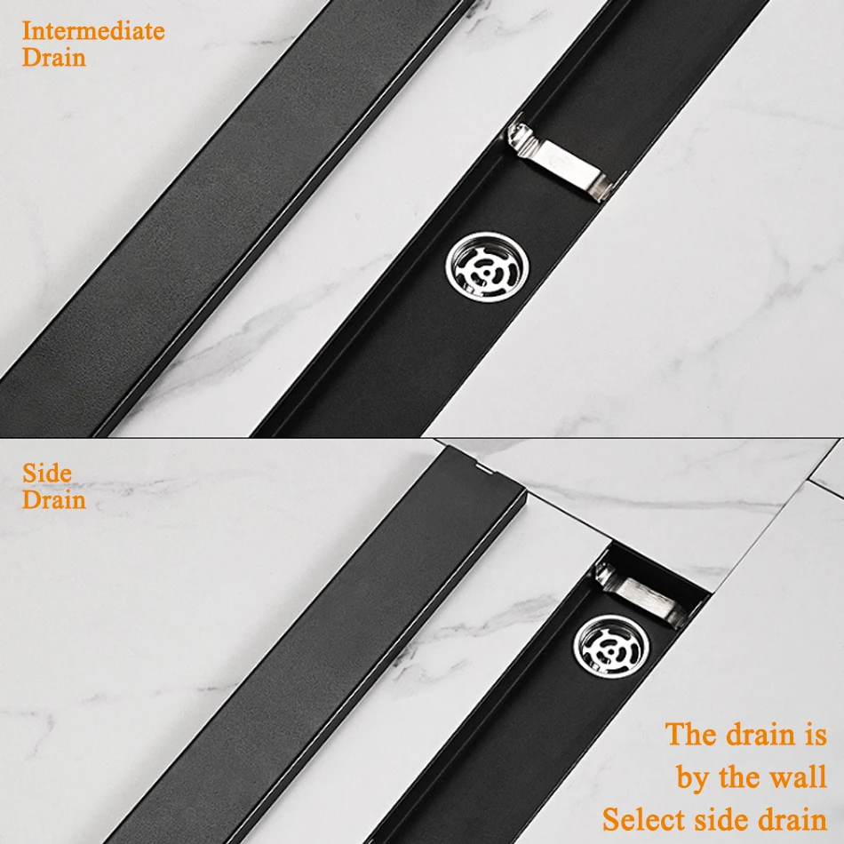 black floor drain 304 stainless steel invisible rectangle long linear drainage cover for bathroom shower kitchen floor drain free global shipping