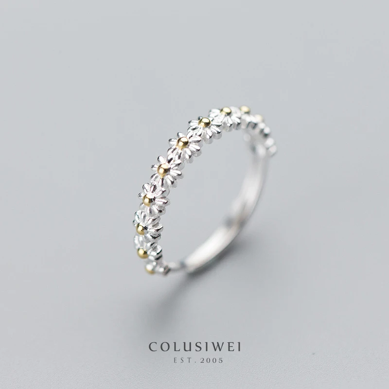 Регулируемые кольца для женщин Colusiwei серебро 925 пробы цвет золото цветок