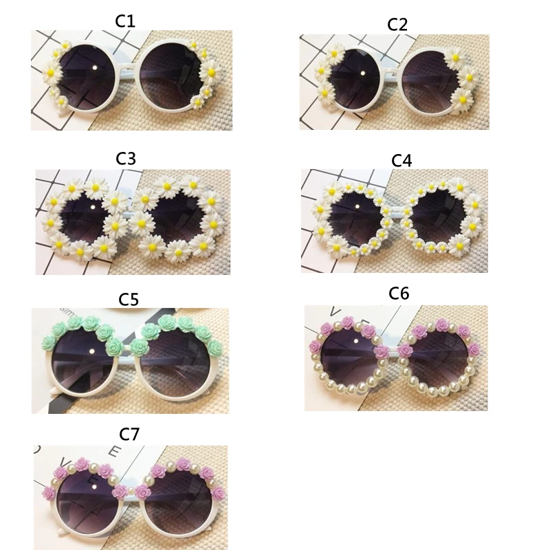 

2021 New Flower Round Sunglasses Women/Men Fashion Funny Beach Holiday Sun Glasses Seaside Party Candy Color Eyeware UV400