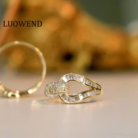 luowend 100 real 18k yellow gold rings natural diamond ring fashion ins style party ring for women fine jewelry customize