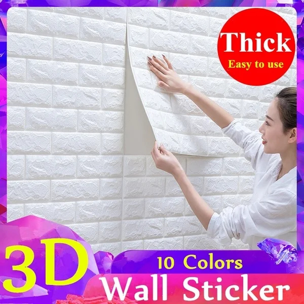 

3D Обои DIY настенные наклейки декор Водонепроницаемый пена тиснением кирпич обои номер дома украшения