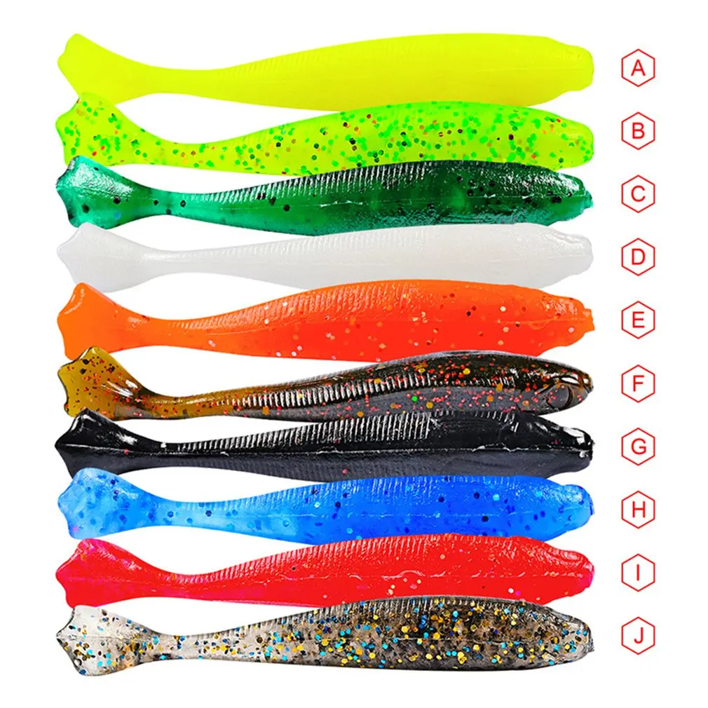 

Hot Sale 10PCS SUPER soft fishing bait 70mm 95mm artificial bait 10 color silicone soft fishing lure