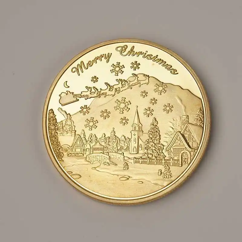 Счастливого Рождества позолоченные памятные монеты Новинка|Безвалютные монеты|