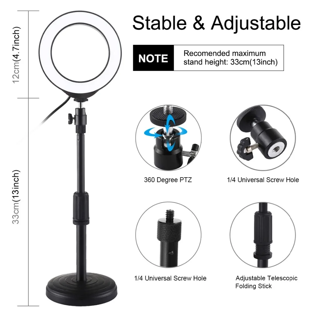 Светильник кольцевой светодиодный с регулируемой яркостью 4 7/6 2 дюйма