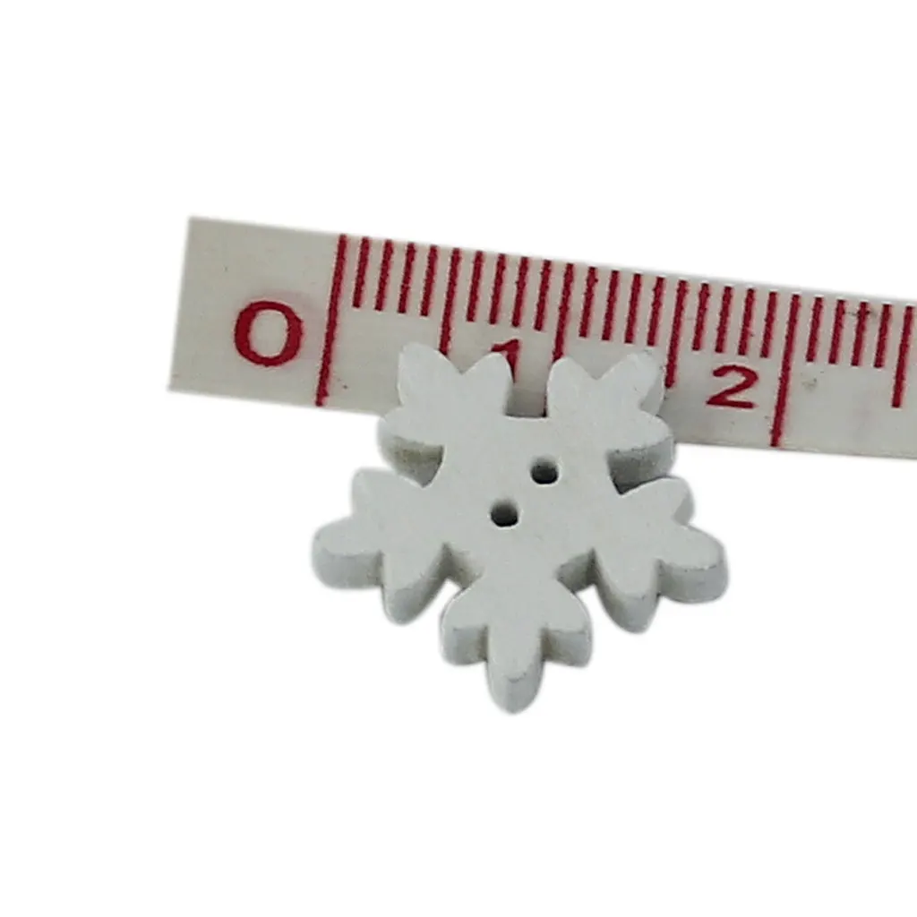 Белый деревянный снежинки кнопки для украшения с отверстием швейного ремесла