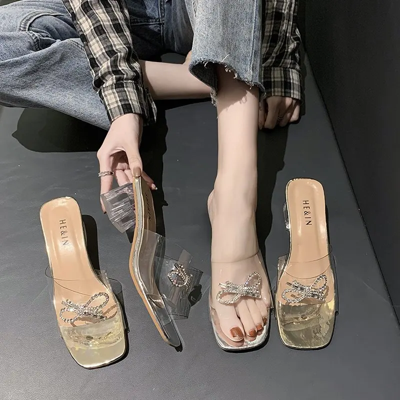 

2021 summer new women's slippers fashion rhinestone High heels sandals women ladies slippe breathable casual womens shoes sandal