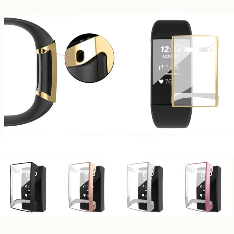 

TPU Soft Shell Glass Screen Protector Smartband Case Frame For Fitbit Charge 3/4 Band Protective Bumper Cover Charge4 Accessory