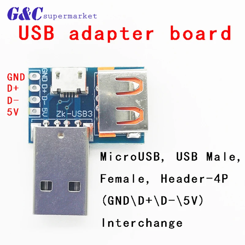 USB конвертер Стандартный мама к папа Micro 4P терминальный интерфейс