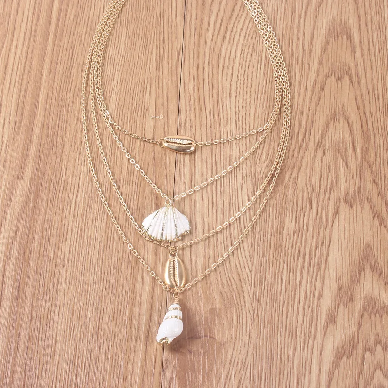 4 шт./компл. в этническом стиле Стиль женские ожерелья виде ракушки гребешок кулон