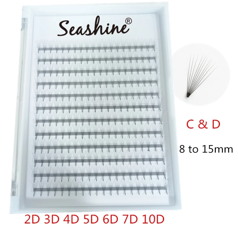 

Seashine Pre Made Fans 2D 3D 4D 5D 6D 7D 10D Short Stem Volume Individual Eyelashes Extension C / D Curl Premade Fans Lash