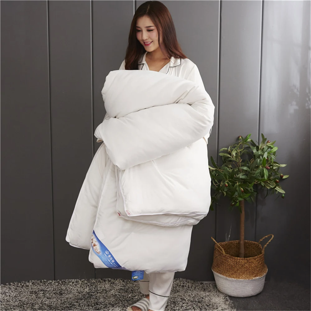 Зима 100% китайское одеяло из шелка тутового шелкопряда белого и розового цвета с