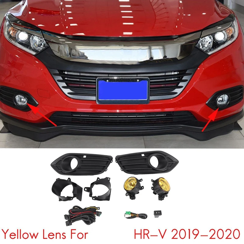 

Car Front Bumper Driving Fog Light Lamp embly with Switch Wiring Harness Yellow Lens Kit for Honda HR-V HRV 2019-2020