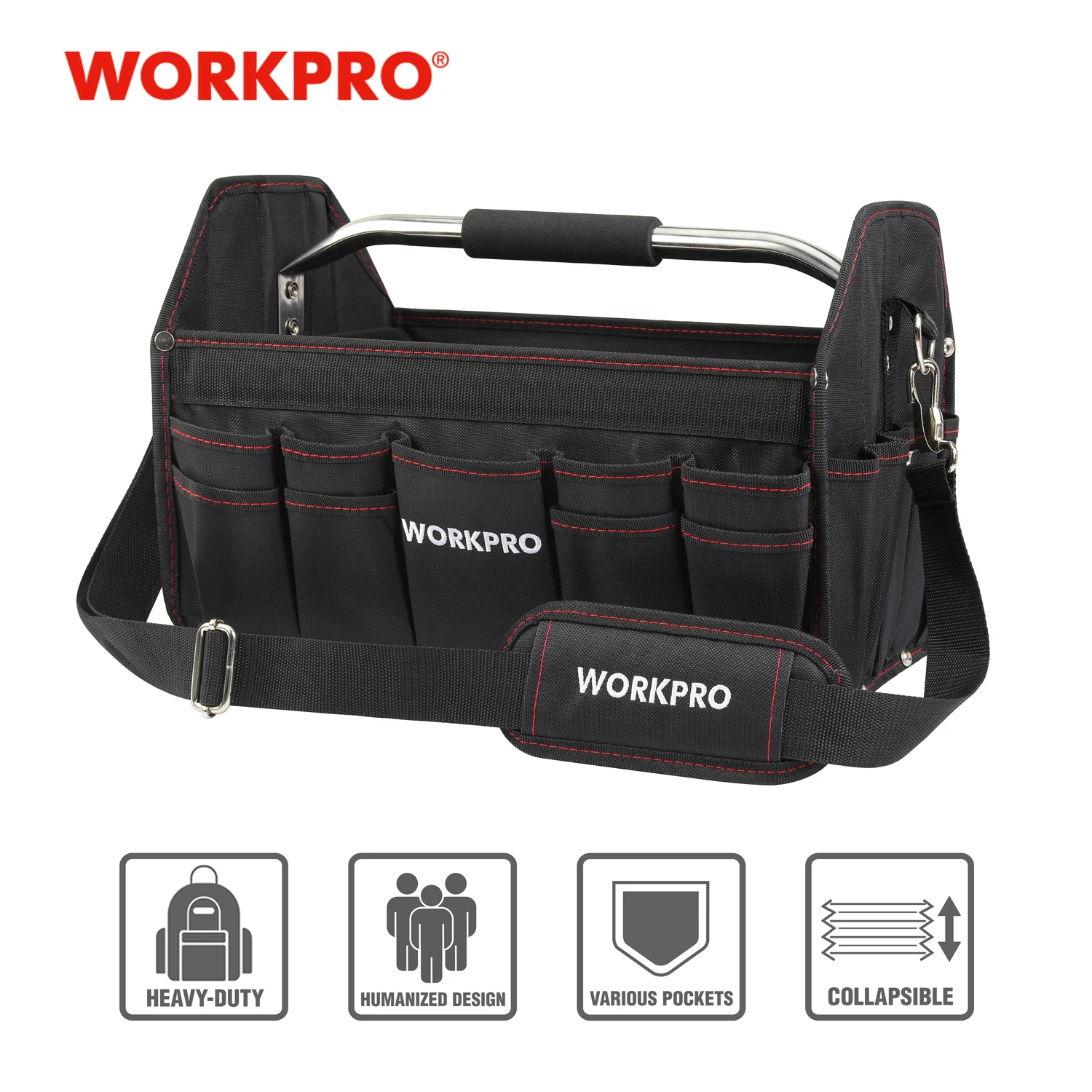 Сумка для инструментов WORKPRO 600D наплечная сумка с центральным лотком