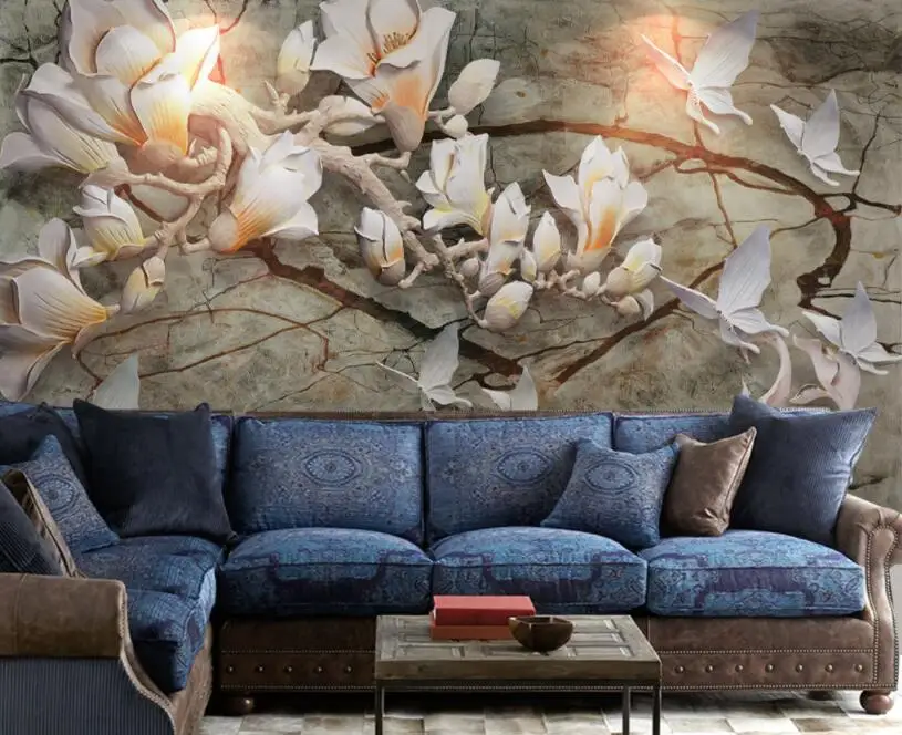 Картина на заказ CJSIR для обоев объемные рельефы в виде цветка магнолии рыбы