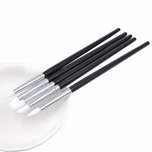 5 штук Мягкие силиконовые щетки конструкции искусства ногтя Скульптура резьба