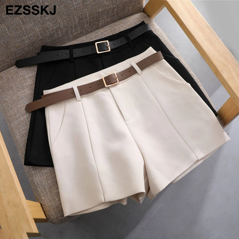 Женские повседневные летние шорты с поясом элегантные брюки-трапеция высокой