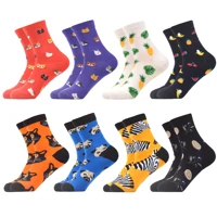 sanzetti 6 12 pairs special offer womens socks colorful animals fox zebra pineapple combed cotton happy novelty gifts socks