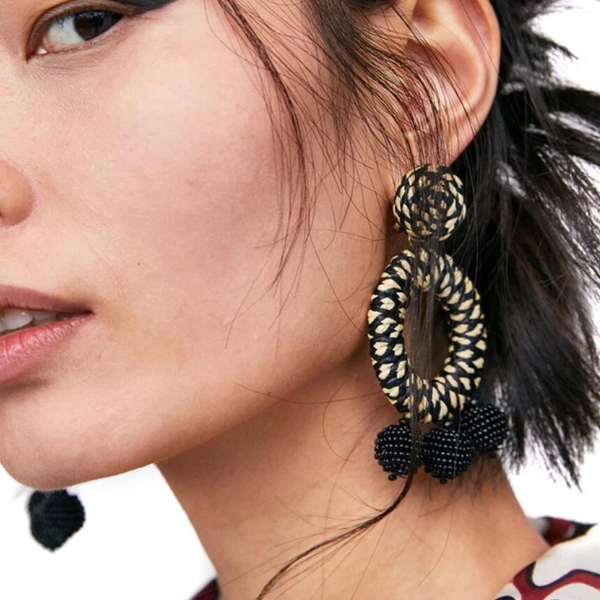 

Bohemia Multicolored Handmade Bead Dangle Earrings Round String Tassel Drop Earrings Women Accessories 2021