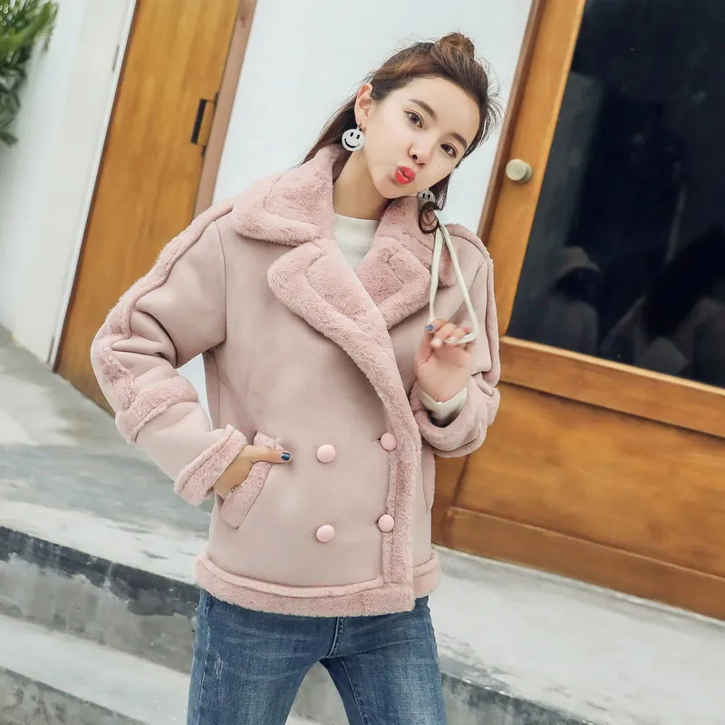 2019 новая утепленная замшевая куртка пальто женский меховой воротник зимние