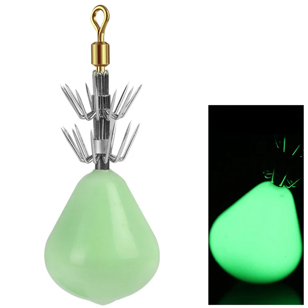 

1PC Stainless Steel Squid Jig Double Layer Umbrella Hook Luminous Wood Shrimp Lures Baits Fishhooks Accessories