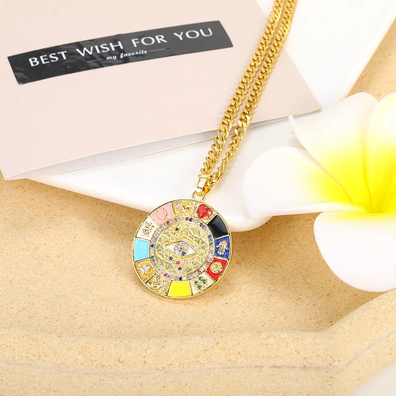 Ожерелье золотого цвета с эмалью и эффектом капель индейки | Украшения