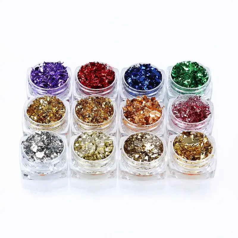 

12 Colors Gold Silver Foil Decorative Paper Resin Mold Fillings Shiny Sequins Filling Materials Resin Jewelry Making